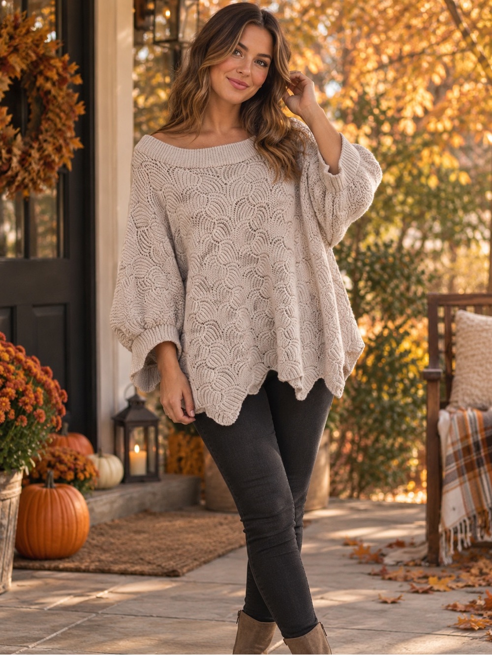 Andree by Unit Cozy Sculpted Knit Oversized Sweater - Cream